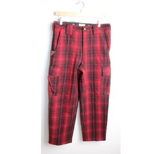 Woolrich Mens‎ Heavyweight Red Plaid Wool Cargo Size 32x29